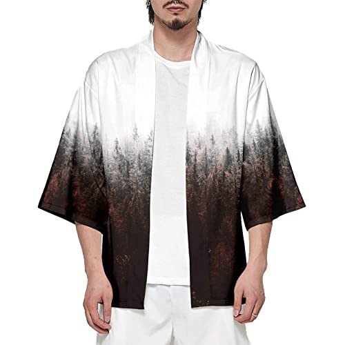 CIZEUR Sommerjacke Mode japanische Herren Jacke Strickjacke Paar Kimono Mantel lässig,Forest6XL von CIZEUR