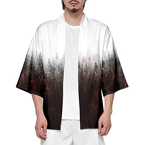 CIZEUR Sommerjacke Mode japanische Herren Jacke Strickjacke Paar Kimono Mantel lässig,Forests von CIZEUR
