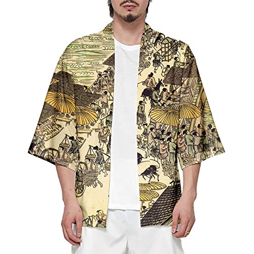CIZEUR Sommerjacke Mode japanische Herren Jacke Strickjacke Paar Kimono Mantel lässig,Picture3XL von CIZEUR
