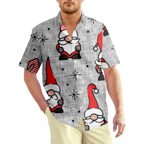 Herren Kurzarm Lustige Gedruckte Freizeithemden Weihnachtshemden Kostümhemd Für Festival Party Xmas，4XL Q Santa von CIZEUR