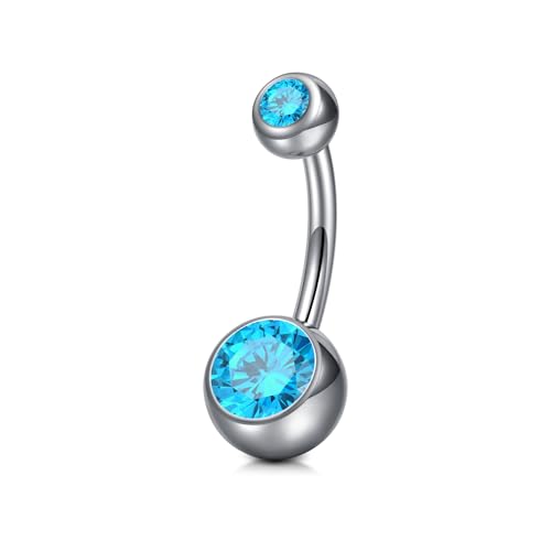 CIZME G23 Titan Bauchnabelpiercing aus Titanium 14G Bananabell Piercing 8mm Stablänge Piercing Bauchnabel Schmuck Belly Button Navel Bars Hypoallergener Nabelring für Frauen & Männer von CIZME