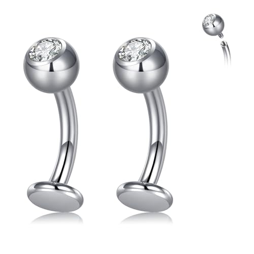 CIZME 2stk 14G Titan Bauchnabelpiercing 8mm Silber Bauchnabel Ring mit Transparent CZ Ball Piercing Schmuck für Frauen und Männer von CIZME