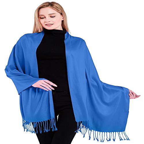 CJ Apparel Damen Handgefertigter nepalesischer Quasten Pashmina-Schal, blau, One Size von CJ Apparel