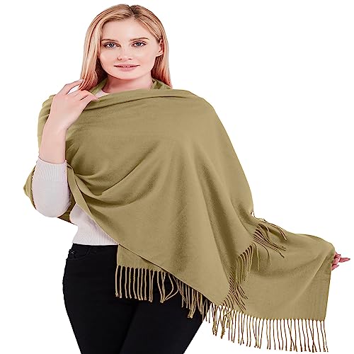 CJ Apparel Champagner Dickes Einfarbiges Design Baumwollmischung Schal Schultertücher Wrap Pashminas NEU von CJ Apparel