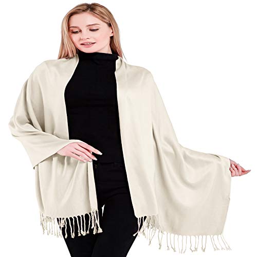 CJ Apparel Cremefarben Einfarbiges Design Stola Schal Umschlagtuch Schultertuch Tuch Zweite Wahl Pashmina NEU von CJ Apparel