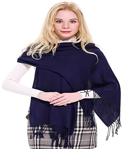 CJ Apparel Damen Hochwertiger einfarbiger Design Pashmina-Schal, dunkelblau, One Size von CJ Apparel