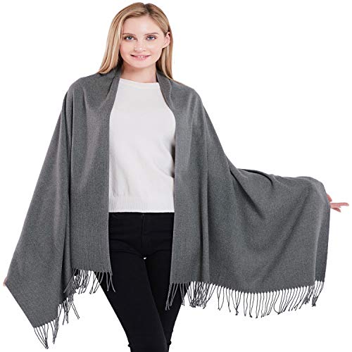 CJ Apparel Dunkelgrau Dickes Einfarbiges Design Baumwollmischung Schal Schultertücher Wrap Pashminas NEU von CJ Apparel