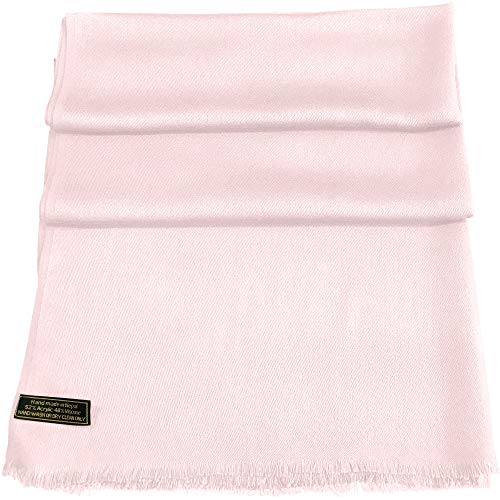 CJ Apparel Damen Handgefertigter nepalesischer Fransenschal Pashmina-Schal, Hellrosa, One Size von CJ Apparel