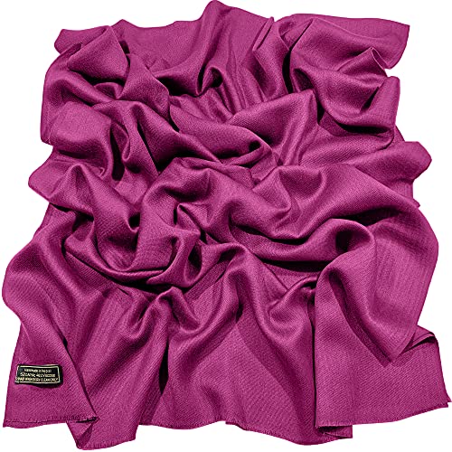 CJ Apparel Fuchsia Violett Einfarbig Design Fringe Schal Fransenschal Wrap Stola Pashmina NEU von CJ Apparel