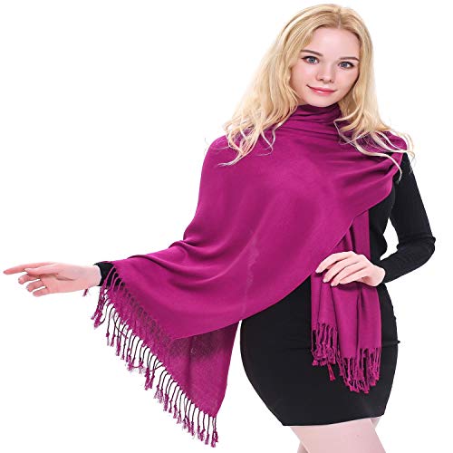 CJ Apparel Damen Hand Made Nepalese Tassels Shawl Pashmina-Schal, Violett-Fuchsia Purple, Einheitsgröße von CJ Apparel