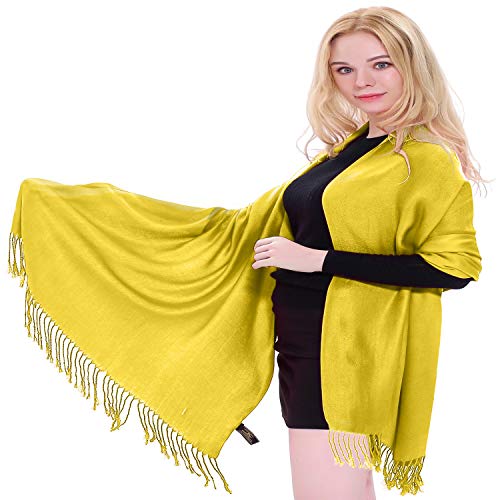 CJ Apparel Gelb Einheitliche Farbe Nepalesisch Schultertuch Schal Schultertücher Umschlagtücher Pashmina NEU von CJ Apparel