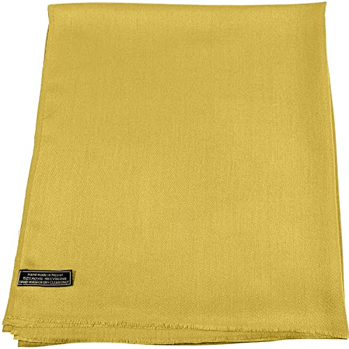 CJ Apparel Gelb Gold Normallack Design Nepalesischer Fransenschal Zweite Wahl Schal Stola Wrap Pashmina NEU von CJ Apparel