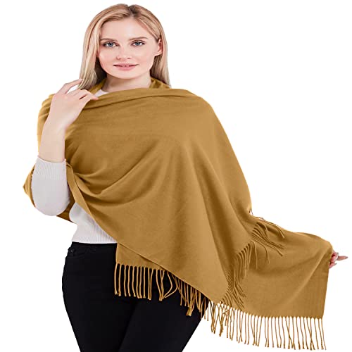 CJ Apparel Gold Dickes Einfarbiges Design Baumwollmischung Schal Schultertücher Wrap Pashminas NEU von CJ Apparel