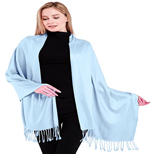 CJ Apparel Hellblau Einfarbiges Design Nepalese Schal Zweite Wahl Schal Pashmina NEU von CJ Apparel