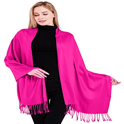 CJ Apparel HotRosa Einfarbiges Design Nepalese Schal Zweite Wahl Schal Stola Pashmina NEU von Cj Apparel