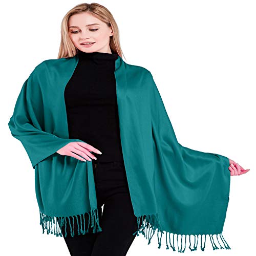 CJ Apparel Damen Handgefertigter nepalesischer Quasten Pashmina-Schal, Jadegrün V1064s, One Size von CJ Apparel