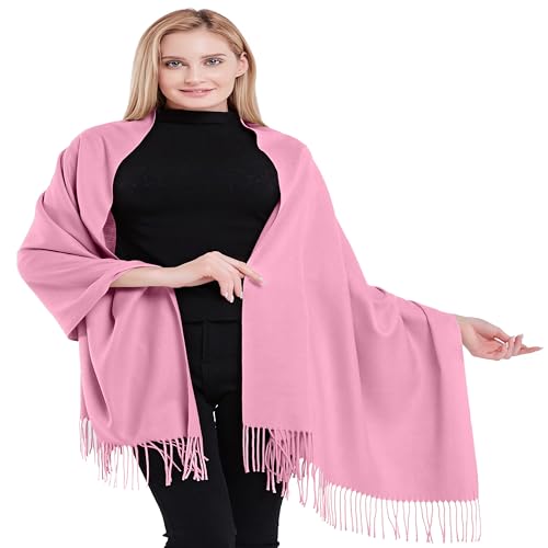 CJ Apparel Korallenrosa 100% Kaschmir Zweilagige Schals Pashmina Handgemacht in Nepal Schultertuch Schal Umschlagtuch NEU von CJ Apparel