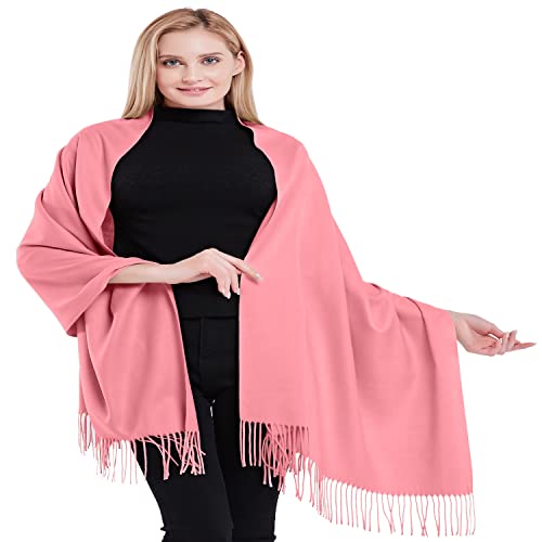 CJ Apparel Korallenrosa Dickes Einfarbiges Design Baumwollmischung Schal Zweite Wahl Schultertücher Wrap Pashminas NEU von CJ Apparel