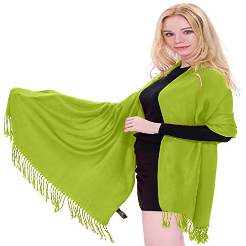 CJ Apparel Lindgrün Einfarbiges Design Nepalese Schal Schultertuch Wrap Stola Pashmina NEU von CJ Apparel