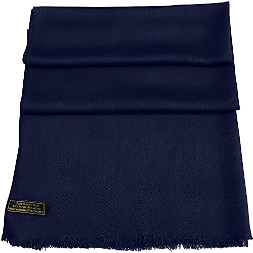 CJ Apparel Marineblau Normallack Design Nepalesischer Fransenschal Zweite Wahl Schal Stola Wrap Pashmina NEU von CJ Apparel