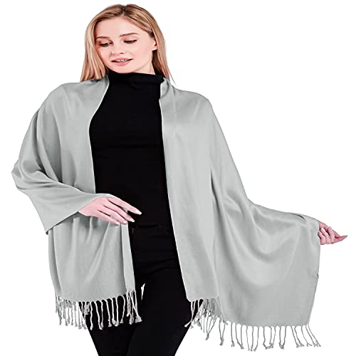 CJ Apparel Silbergrau Einheitliche Farbe Nepalesisch Schultertuch Schal Zweite Wahl Schultertücher Wrap Pashmina NEU von CJ Apparel