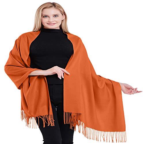 CJ Apparel Orange 100% Kaschmir Zweilagige Schals Pashmina Handgemacht in Nepal Schultertuch Schal Umschlagtuch NEU von CJ Apparel