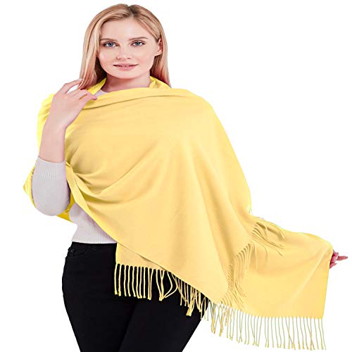 CJ Apparel Pashmina-Schal, 100 % Kaschmir, handgefertigt in Nepal, Helles Gold, Einheitsgröße von CJ Apparel