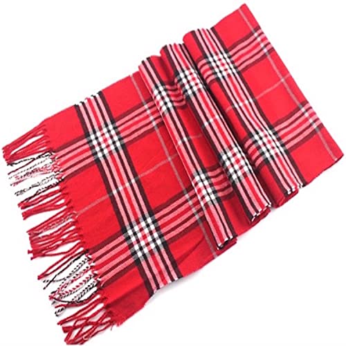 CJ Apparel Pashmina-Schal, Schottenkaro-Design, nepalesische Quasten, Schal mit Stola, Überwurf, Gesichtsbedeckung, Rot, rot, One size von CJ Apparel