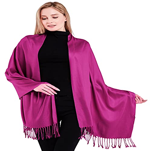CJ Apparel Pashmina-Schal, einfarbig, Design, Fuchsia Purple V1043, Einheitsgröße von CJ Apparel