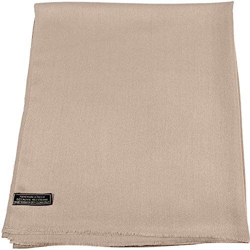 CJ Apparel Rosa Beige Normallack Design Nepalesischer Fransenschal Schal Stola Wrap Pashmina NEU von CJ Apparel