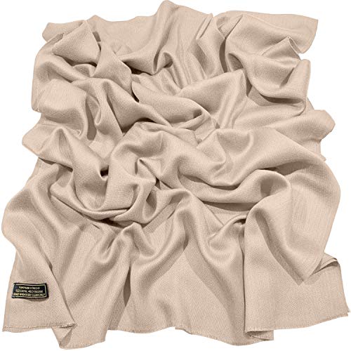 CJ Apparel Rosa Beige Normallack Design Nepalesischer Fransenschal Zweite Wahl Schal Stola Wrap Pashmina NEU von CJ Apparel