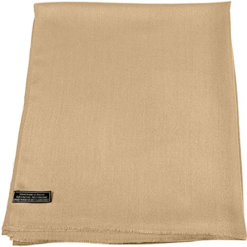 CJ Apparel Sandfarben Normallack Design Nepalesischer Fransenschal Zweite Wahl Schal Stola Wrap Pashmina NEU von CJ Apparel