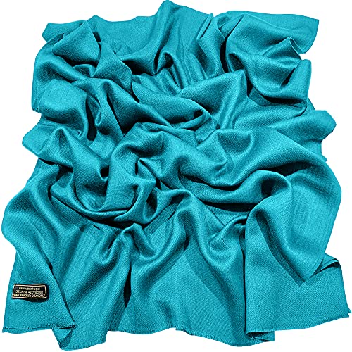 CJ Apparel Türkis Normallack Design Nepalesischer Fransenschal Schal Stola Wrap Pashmina NEU von CJ Apparel