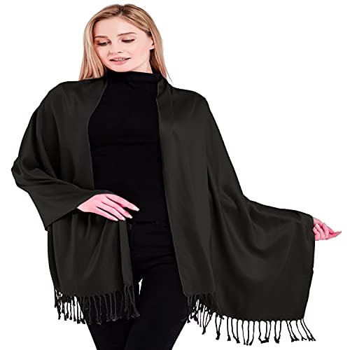 CJ Apparel Schwarz Einfarbiges Design Nepalese Schal Schultertuch Wrap Stola Pashmina NEU von CJ Apparel