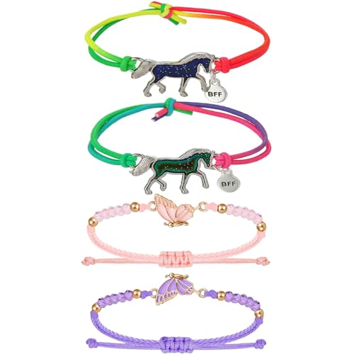 CJAPGJW 2 Paar Freundschaftsarmbänder Kinder, Kinderarmband Mädchen, Stimmungsarmband Mädchen Mit Farbwechsel-Effekt, Pferde Mitgebsel Kindergeburtstag Für Partys Und Feste von CJAPGJW