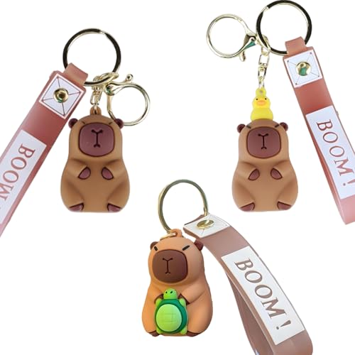CJAPGJW Capybara Schlüsselanhänger, 3 Stück Set mit Niedlichen Designs, Perfekte Geschenk für Kinder und Erwachsene, Lustige Capybara Figuren für Schlüssel und Taschen von CJAPGJW