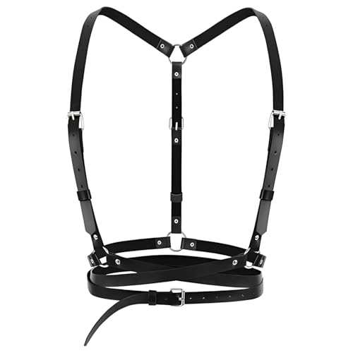 Punk Leder Körperkette, Verstellbare Taillengürtel, Harness Damen Oberkörper, Modeaccessoire Geeignet Für Musikfestivals und Partys, Frauen Mädchen Cosplay Damen von CJAPGJW