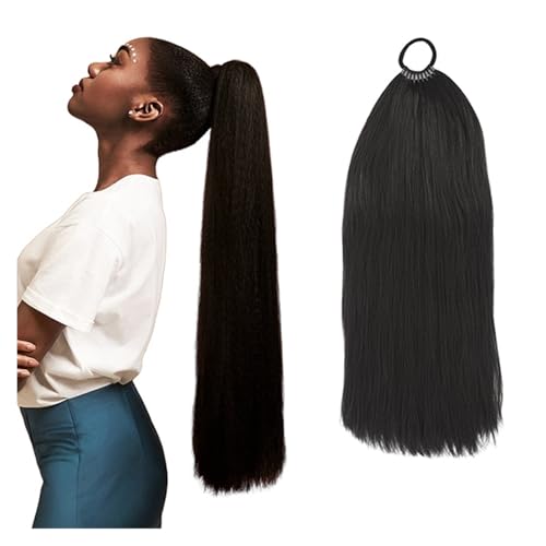 Damen 32'' langer Zöpfe Pferdeschwanz mit Haargummi Synthetische gerade Wrap Around geflochtenes Haar Alltag(4) von CJHFR472SG