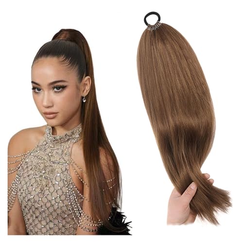 Damen 32'' langer Zöpfe Pferdeschwanz mit Haargummi Synthetische gerade Wrap Around geflochtenes Haar Alltag(8) von CJHFR472SG