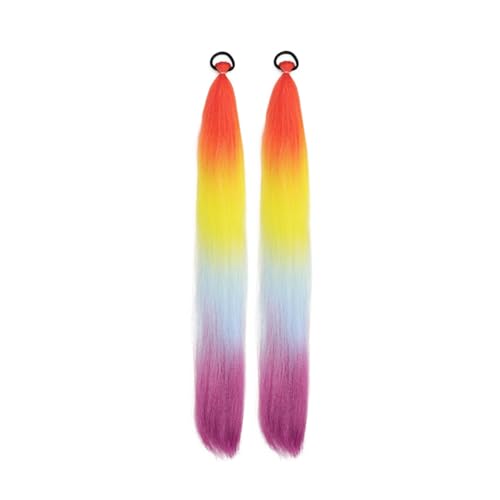 Damen Synthetisches Gummiband Geflochtener Pferdeschwanz Farbverlauf Natürliche Frauen Pferdeschwanzverlängerung Elastischer Gefälschter Alltag(D4) von CJHFR472SG