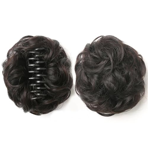 Haarteil 1 Stück unordentlicher Haarknoten, lockiger Chignon, Klaue for Anklipsen, falsches Haarteil, Kunsthaar-Chignon for Frauen Täglicher Gebrauch(Black Brown) von CJHFR472SG