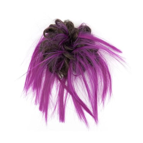 Haarteil 2 Stücke Chaotisch Haar Brötchen Stück Hochsteckte Gefälschte Scrunchies Erweiterung Wellenförmige Lockige Haarteile Pferdeschwanz Chignon Stirnband für Frauen Täglichen Gebrauch(Braune Rose) von CJHFR472SG