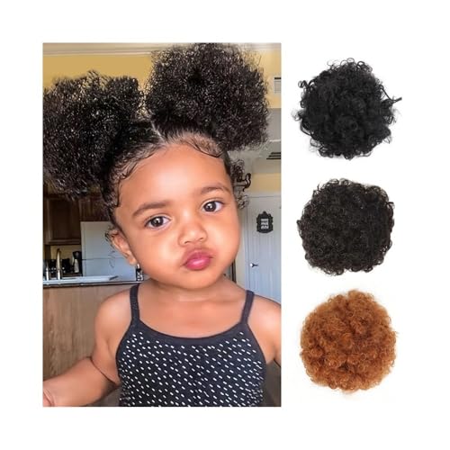 Haarteil 4 Zoll synthetischer Afro-Puff-Haarknoten, Chignon, kleiner verworrener, lockiger Pferdeschwanz mit Kordelzug, Haarteil for Mädchen und Frauen Täglicher Gebrauch(Light auburn) von CJHFR472SG