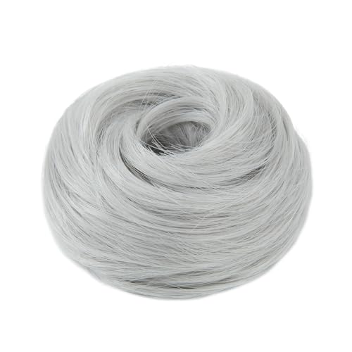 Haarteil Messy Bun Haarteil, elastisches glattes Haar, Scrunchies, synthetischer Donut-Chignon for Frauen Täglicher Gebrauch(Light Silver Grey) von CJHFR472SG