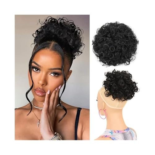 Haarteil Messy Bun Haarteile for Frauen Synthetische lockige Kordelzug Pferdeschwanz Hochsteckfrisur Haarteil Täglicher Gebrauch(1B) von CJHFR472SG