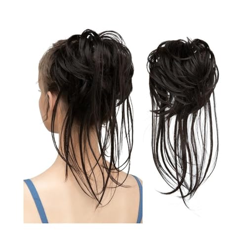 Haarteil Synthetische elastische Messy Bun Haarteile natürliche Welle Scrunchie Pferdeschwanz Haarverlängerungen for Frauen Täglicher Gebrauch(Balck Brown) von CJHFR472SG