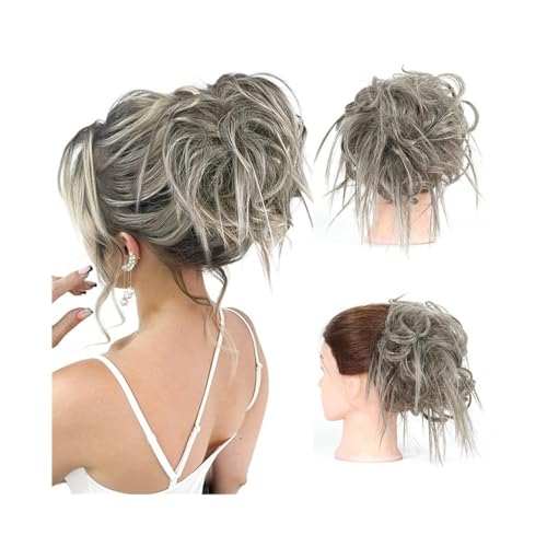 Haarteil Unordentlicher Haarknoten, synthetisches Haarteil mit elastischem Band, zerzauste Hochsteckfrisur, Haargummis, Verlängerung for Frauen und Mädchen Täglicher Gebrauch(6AH613) von CJHFR472SG