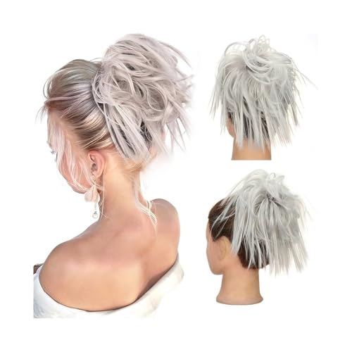 Haarteil Unordentlicher Haarknoten, synthetisches Haarteil mit elastischem Band, zerzauste Hochsteckfrisur, Haargummis, Verlängerung for Frauen und Mädchen Täglicher Gebrauch(Grijs) von CJHFR472SG