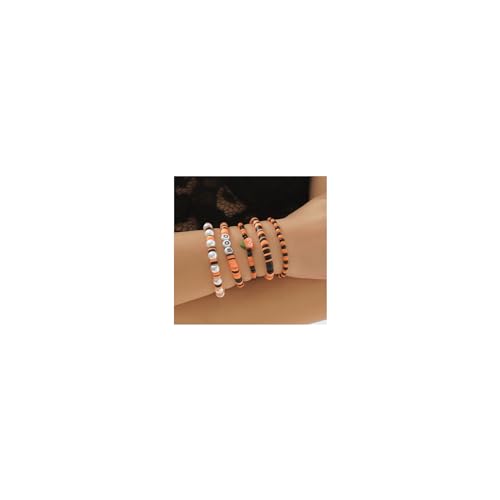 CJIAYUJEW 5-teiliges Halloween-Armband-Set für Damen, Boo Totenkopf, Spinne, Kürbis, Halloween-Perlenarmbänder, stapelbare Ton-Stretch-Armbänder CJIAYUJEW 5-teiliges Halloween-Armband-Set für Damen, Boo Totenkopf, Spinne, Kürbis, Halloween-Perlenarmbänder, stapelbare Ton-Stretch-Armbänder von CJIAYUJEW