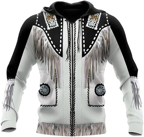 CJINSON Herren Indianer 3D gedruckt Reißverschluss Hoodies Pullover Sweatshirt Kapuzen-Sweatshirt Sportbekleidung Freizeitjacke, # 6, L von CJINSON